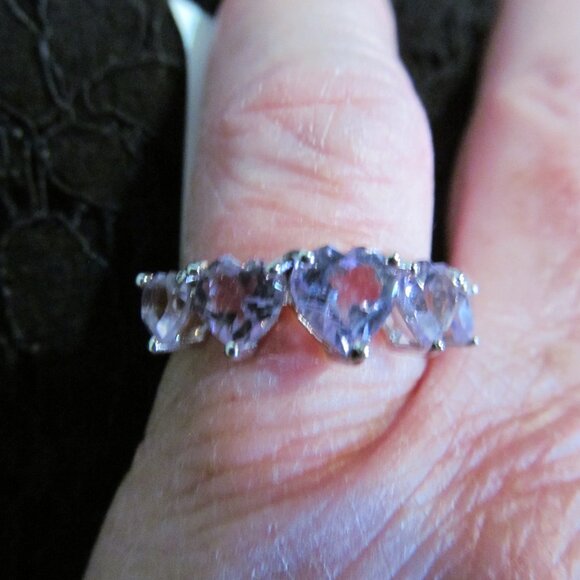 Heart Shaped Brazilian Amethyst Sterling Silver ring Size 6 New in Pkg - Picture 9 of 16